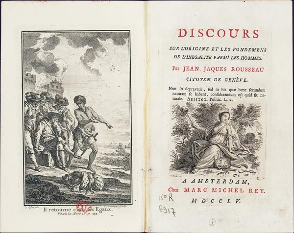 Discours sur l'origine et les fondements de l'inégalité parmi les hommes, Rousseau