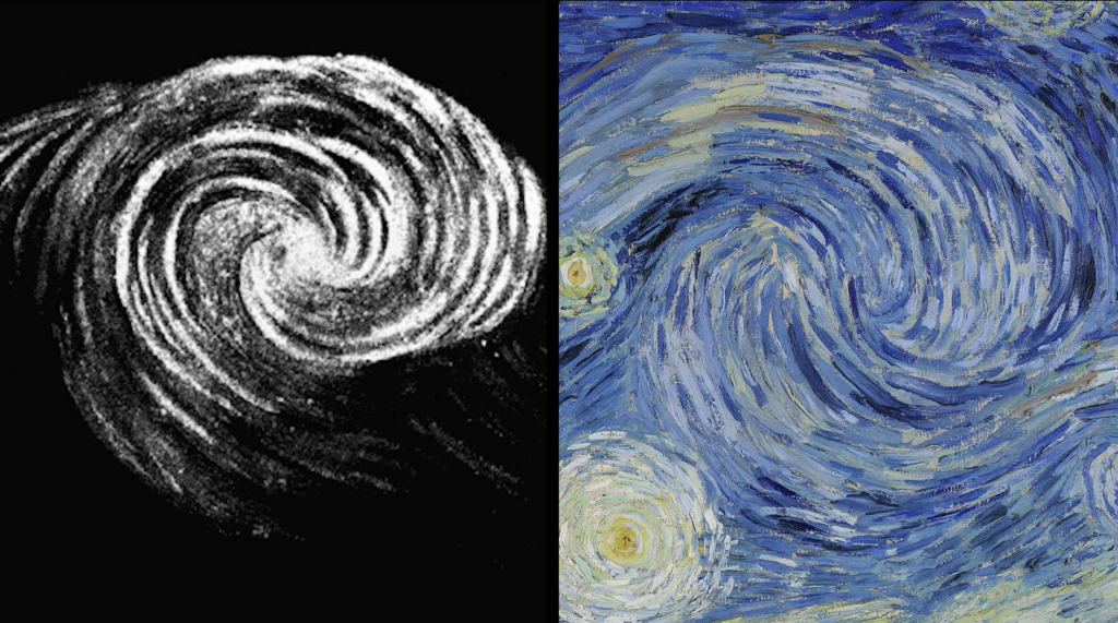 Comparaison des dessins de Parsons à la Nuit étoilée de Van Gogh