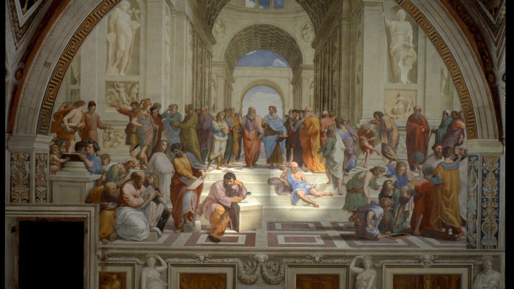 Diogène et Héraclite dans L'École d'Athènes de Raphaël 